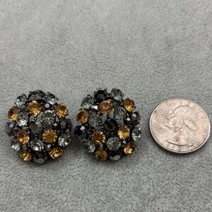 Elegant Gold and Silver Cluster Earrings